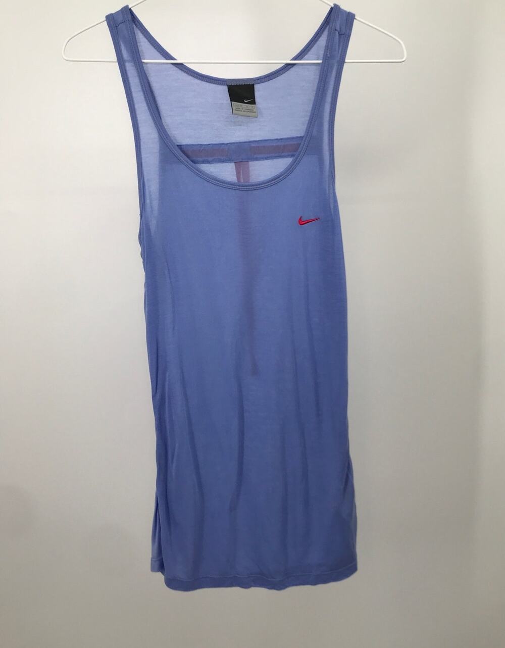 Nike Blue Red Swoosh Semi Sheer Tank Top Size L(12-14)